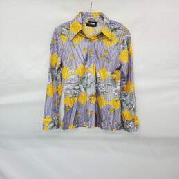 Rrrrruss Vintage Gold & Purple Floral Patterned Button Up Shirt WM Size 12