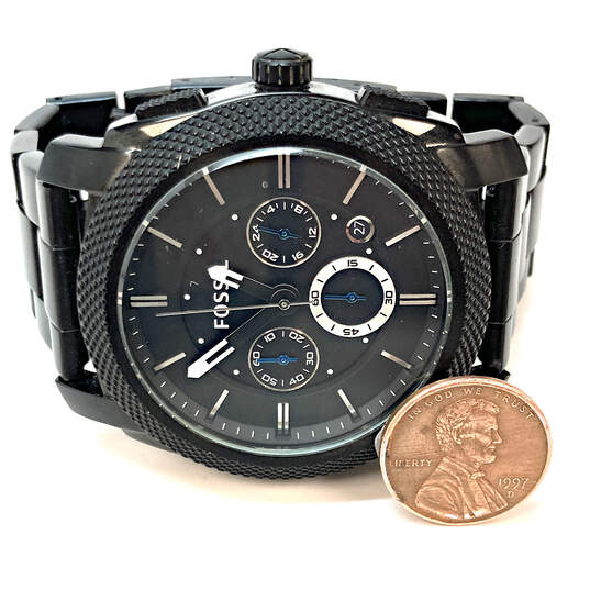 Designer Fossil FS-4552 Black Strap Chronograph Dial Analog Wristwatch image number 2