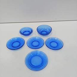 Bundle of 6 Hazel Atlas Moderntone Cobalt Blue Depression Glass Dishes