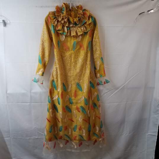 Vora Gold Feather Embroidered Maxi Dress image number 1