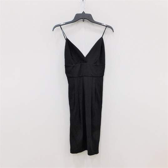 HALSTON Heritage Spaghetti Strap Empire Waist Rayon Blend Little Black Cocktail Dress Size XS with COA image number 1