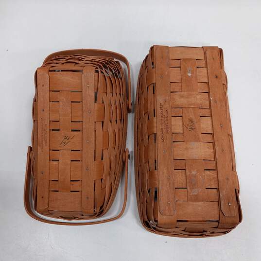 Set of 2 Brown Longaberger Hand Woven Basket image number 7
