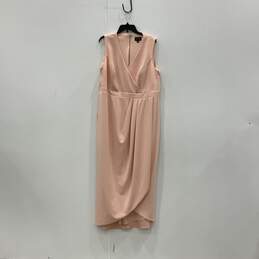 Xscape Womens Pink Surplice Neck Sleeveless Back Zip Sheath Dress Size 20W