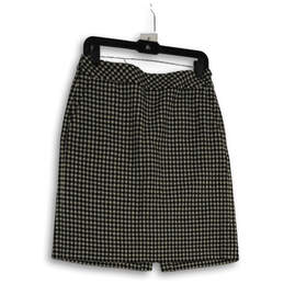 Womens White Black Plaid Slash Pocket Straight & Pencil Skirt Size 2 P