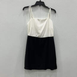 NWT Womens White Black Adjustable Strap Back Zip Mini Dress Size Medium