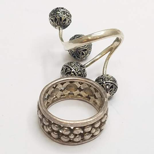 Sterling Silver Marcasite 4 Orb Wrap Ring & 10mm Band Sz 4.5-7.5 Ring BD. 13.5g image number 6