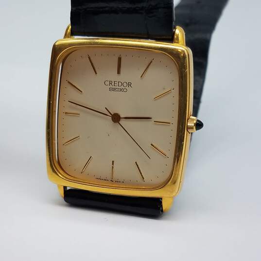 Credor Seiko 5931 18k Gold Analog Seiko Leather Watch 28.3g image number 1