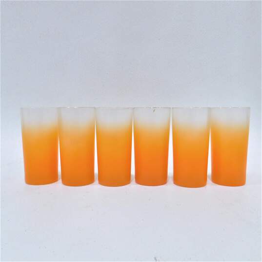 Vintage Blendo Orange High Ball Drinking Glasses image number 1