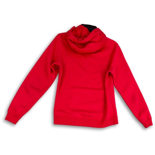 Womens Red Long Sleeve Kangaroo Pocket Drawstring Pullover Hoodie Size S image number 2