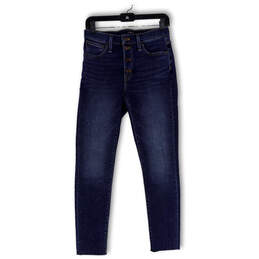 Womens Blue Denim Medium Wash Stretch Pockets Button-Fly Skinny Jeans Sz 27
