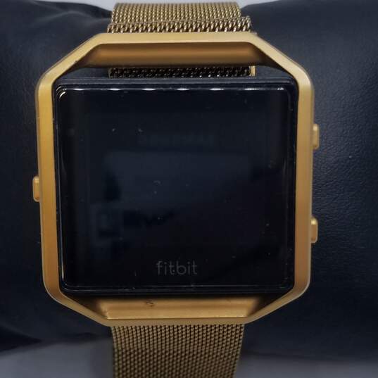 Fitbit Blaze Fitness Tracker Smart Watch with custom gold tone bracelet case image number 1