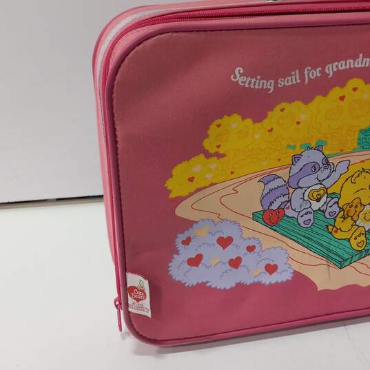 Vintage Care Bears Pink Canvas Youth Suitcase image number 3