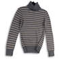 Womens Gray Beige Striped Turtle Neck Knitted Pullover Sweater Size Large image number 1