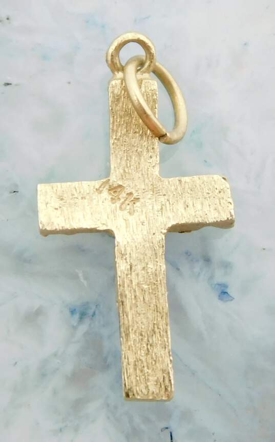 14K Yellow Gold Cross Pendant Charm 1.6g image number 2