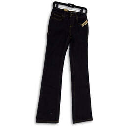 NWT Womens Blue Denim Dark Wash Pockets Stretch Straight Leg Jeans Size 4L