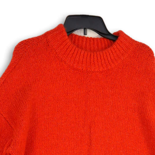 Womens Red Knitted Crew Neck Long Sleeve Pullover Sweater Size Large image number 3
