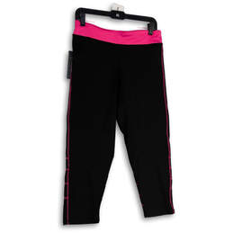 NWT Womens Pink Black Elastic Waist Stretch Pull-On Cropped Leggings Sz XL