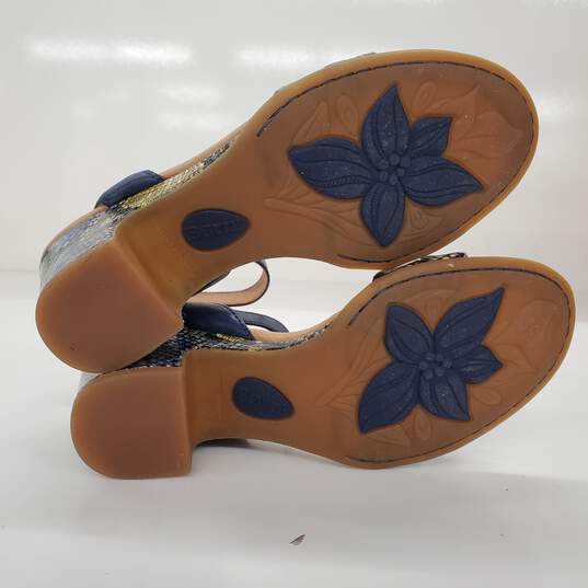 Born Women's Frilli Blue/Navy Snake Print Leather Low Heel Sandals Size 6 image number 5