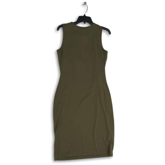 Ann Taylor Womens Brown Round Neck Sleeveless Ruched Sheath Dress Size Small image number 2