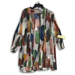 NWT Ali Miles Womens Multicolor Long Sleeve Open Front Kimono Blouse Top Size 2X