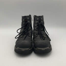 Mens Stealth 91642 Black Leather Round Toe Lace-Up Biker Boots Size 11.5 alternative image