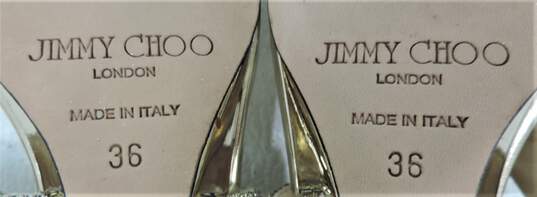 Jimmy Choo Chiara Light Bronze Glitter Demi-Wedge Sandals Sz 36 W/COA image number 9