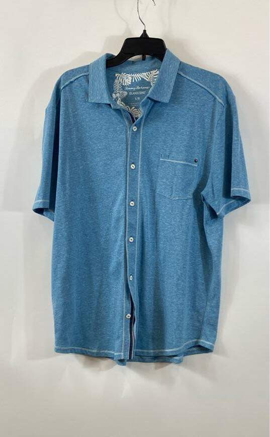 Tommy Bahama Blue Button-Up Shirt - Size Large image number 1