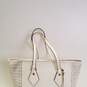 Diane Von Furstenberg White Perforated Leather Medium Shoulder Tote Bag image number 7
