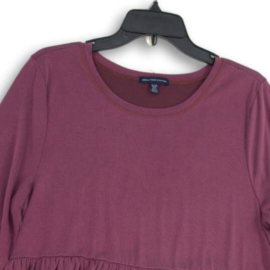 American Eagle Outfitters Womens Purple Round Neck Pleated A-Line Dress Size XL image number 3