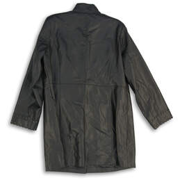 Womens Black Leather Studded Long Sleeve Button Front Jacket Size Large alternative image