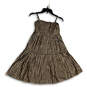 NWT Womens Black Gold Check Spaghetti Strap Square Neck A-Line Dress Sz 00 image number 1