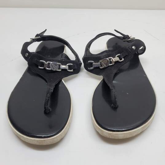 Guess Black Textile Strappy Flat Sandals Size 8 image number 1