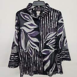 Travelers Collection Striped Floral-Embroidered Jacket alternative image