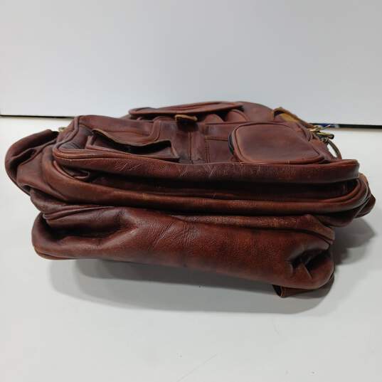 Brown Genuine Leather Backpack image number 5