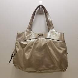 COACH F16312 Gold Metallic Leather Shoulder Hobo Tote Bag