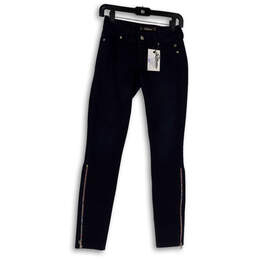 NWT Womens Black Stretch Denim Dark Wash Pockets Skinny Leg Jeans Size 23