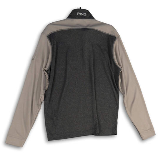 NWT Mens Gray Mock Neck Quarter Zip Long Sleeve Activewear T-Shirt Size M image number 2