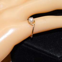 14K Yellow & White Gold Pearl Diamond Accent Ring Size 5.5 - 1.4g