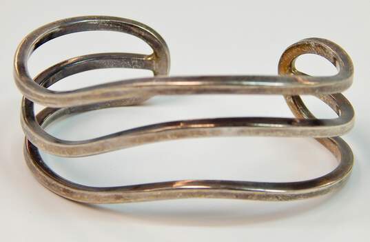 Artisan 925 3-Wave Open Cut Wide Cuff Bracelet 32.1g image number 4