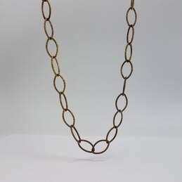 Sterling Silver Gold Tone Textured Oval Link Necklace 15.1g
