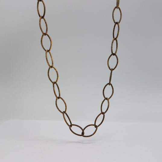 Sterling Silver Gold Tone Textured Oval Link Necklace 15.1g image number 1