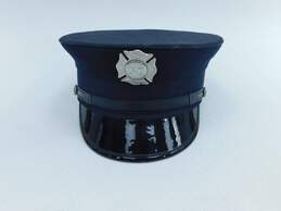 Vintage MIDWAY Cap Co DRESS CAP HAT Fire Department Size 71/8 black W/ Badge