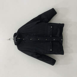 Womens Black Long Sleeve Front Pockets Full-Zip Parka Jacket Size X-Large