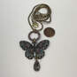 Designer Betsey Johnson Gold-Tone Rhinestone Butterfly Pendant Necklace image number 2