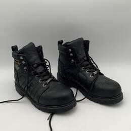 Mens Black Leather Chad Steel Toe Lace Up Ankle Biker Boots Size 11.5 alternative image