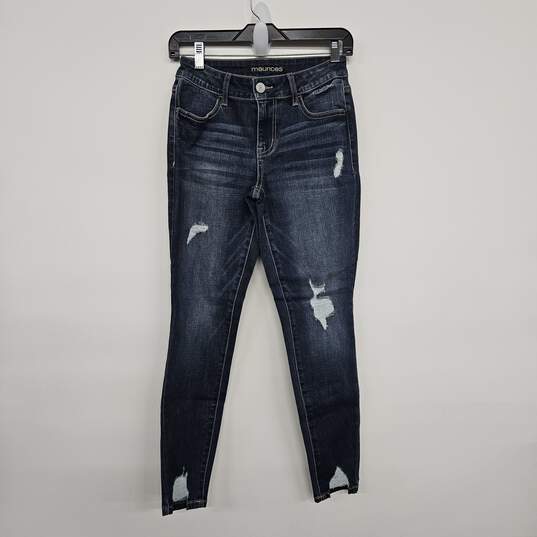 Distressed Dark Denim Skinny Jeans image number 1