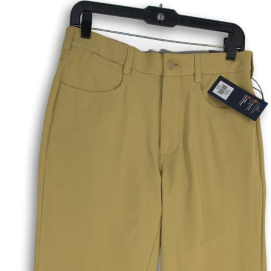 NWT Walter Hagen Mens Tan Khaki Flat Front Slim Fit Chino Pants Size W30 L32 image number 3