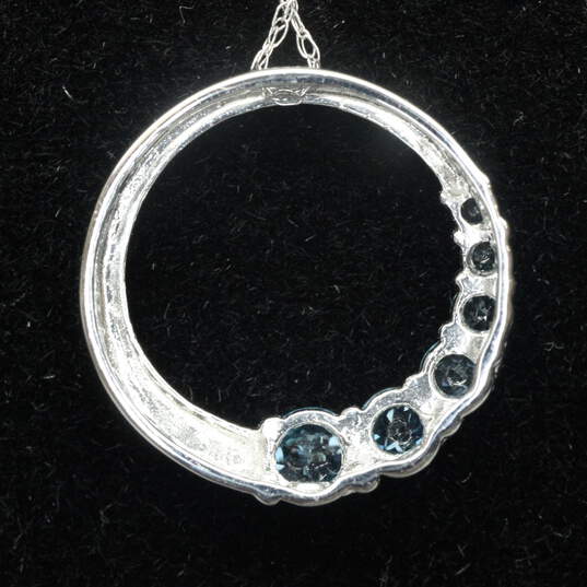 10K White Gold Circle of Life Light Blue Topaz Pendant Necklace - 1.9g image number 3