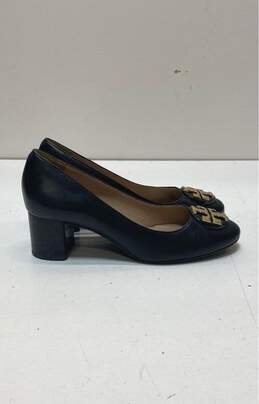 Tory Burch Janey Black Leather Pump Block Heels Women's Size 5.5