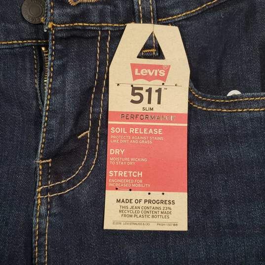 NWT Mens 511 Slim Fit Stretch Dark Wash Denim Skinny Leg Jeans Size 10 image number 4